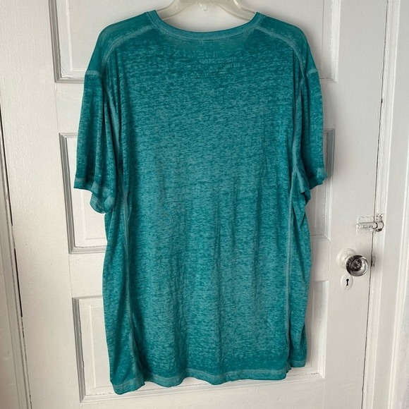 Helix Men's Short Sleeve Turquoise Burnout Henley T-Shirt Cotton XXL Casual Y2K - Picture 9 of 10